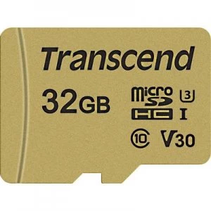 Transcend Premium 500S microSDHC card 32GB Class 10, UHS-I, UHS-Class 3, v30 Video Speed Class incl. SD adapter