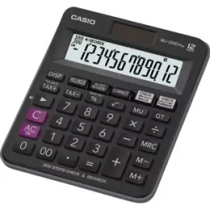Casio MJ-120DPLUS Desk calculator Black Display (digits): 12 solar-powered, battery-powered (W x H x D) 126.5 x 28.6 x 148 mm