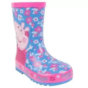 Peppa Pig Official Girls Flower Character Wellies (4 UK Child) (Blue/Pink)