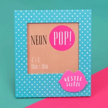 4" x 4" - Neon Pop Photo Frame Blue & Pink - Bestie Selfie