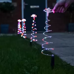 4 Pack 30cm Outdoor Rainbow LED Firefly Wire Tree Stake Light Decoration Path Garden - Multi Colour