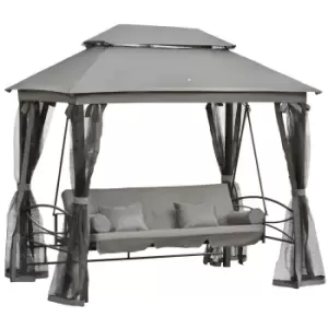 Outsunny 3 Seater Swing Chair Hammock Gazebo Patio Bench - Outdoor Grey
