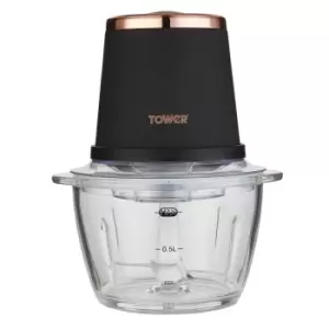 Tower T12058Rg Cavaletto 350W 1L Glass Mini Chopper - Black and Rose Gold