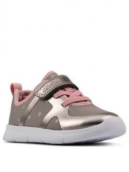Clarks Girls Ath Flux Toddler Trainer - Pewter, Pewter, Size 9.5 Younger