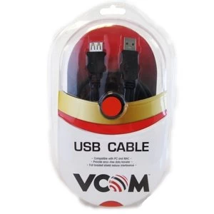 VCOM 2.0 A (M) to USB 2.0 A (F) 5m Black Retail Packaged Extension Data Cable