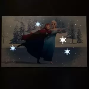 50 x 30cm Official Disney Frozen Anna & Elsa Skating Scene LED Canvas with Timer