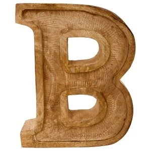 Letter B Hand Carved Wooden Embossed