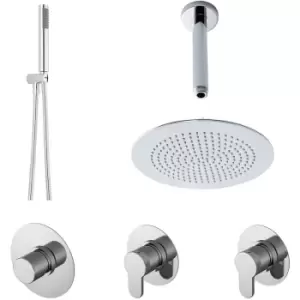 Nuie Arvan Thermostatic Concealed Mixer Shower with Shower Handset + Fixed Head and Stop Taps