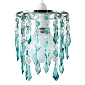 Acrylic Pendant Shade with Teal and Clear Droplets
