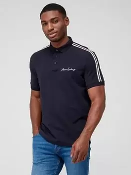 Armani Exchange Tape Shoulder Polo Shirt - Navy, Size L, Men