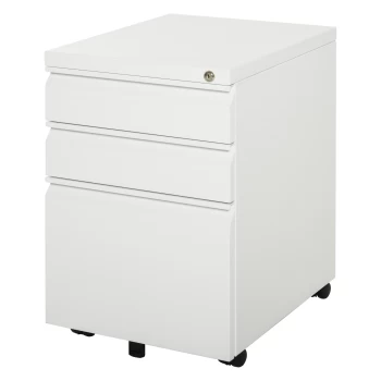 Vinsetto Mobile Vertical File Cabinet Lockable Metal Filling Cabinet with 3 Drawers and Anti-tilt Design AOSOM UK