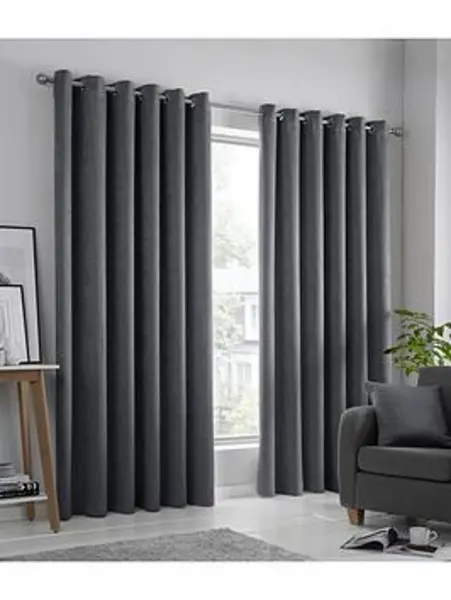 Fusion Strata Dim-Out Eyelet Curtains Navy QFTP7 Unisex width: 229x183cm(90x72inches)
