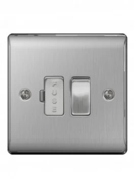 British General Brushed Steel 45A Cooker Connection Unit Switched Socket With Power Indicator White Surround