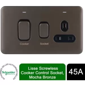 Schneider Electric - Lisse Screwless Cooker Control 13A 1 Socket 45A Mocha Bronze
