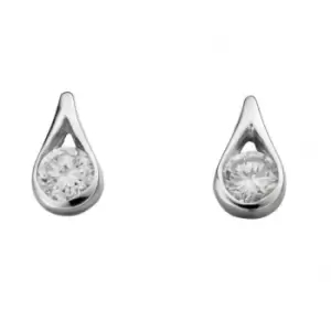 Beginnings Sterling Silver E205C Clear Teardrop Earrings