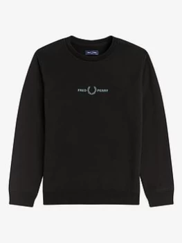 Fred Perry Boys Embroidered Sweatshirt - Black, Size 11-12 Years