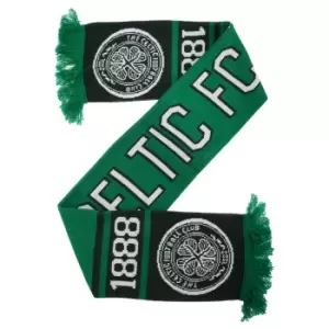Celtic FC Official Nero Knitted Football Crest Supporters Scarf (One Size) (Green/Black)