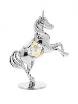 Crystocraft Crystocraft Chrome Plated Unicorn Ornament With Crystal, One Colour, Women