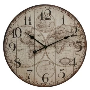Hometime Large World Map Wall Clock