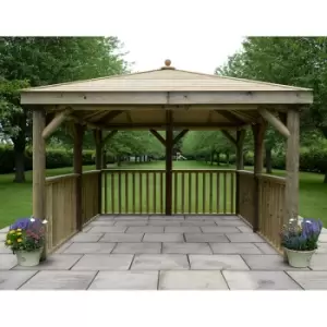 11x11 (3.5x3.5m) Square Wooden Garden Gazebo with Timber Roof