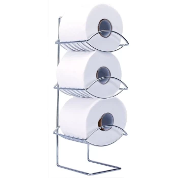 Sabichi - Oceana 3 Tier Chrome Bathroom Toilet Paper Roll Holder Free Standing - Stainless-Steel - Silver