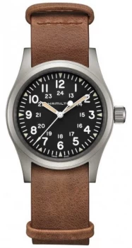Hamilton Khaki Field Mechanical Black Dial Brown Watch
