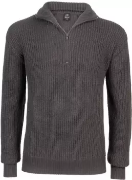 Brandit Marine Pullover Troyer, black-grey, Size S, black-grey, Size S