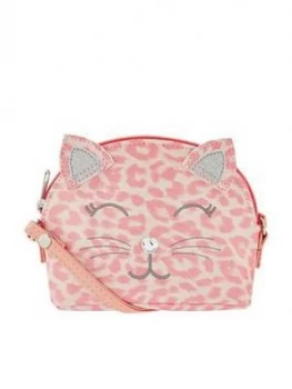 Accessorize Girls Leopard Print Cat X Body Bag - Pink