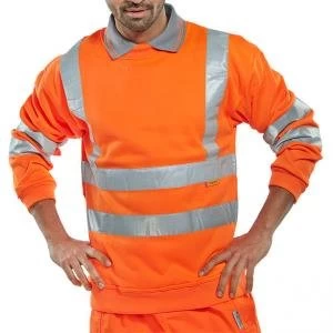 B Seen Sweatshirt Hi Vis Polyester 280gsm XL Orange Ref BSSENORXL Up