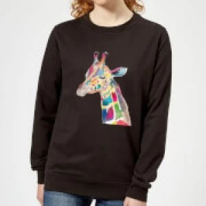 Multicolour Watercolour Giraffe Womens Sweatshirt - Black - 5XL