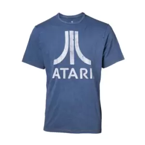 Atari Logo Faux Denim T-Shirt, Male, Large, Blue (TS551120ATA-L)