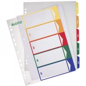 Leitz 12910000 Index A4, Oversized 1-5 Polypropylene Multicolour 5 dividers Printable 12910000