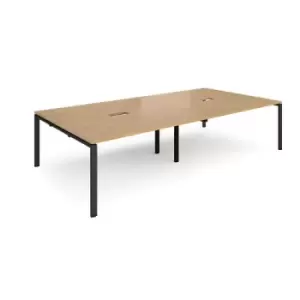 Adapt rectangular boardroom table 3200mm x 1600mm with 2 cutouts 272mm x 132mm - Black frame and oak top