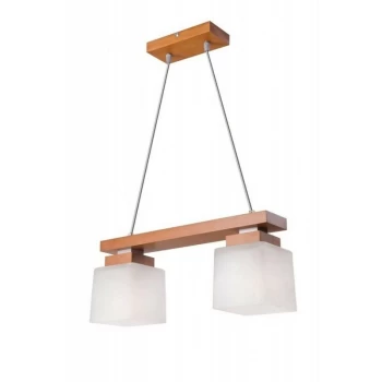 Lamkur Lighting - Kubus Bar Pendant Ceiling Light, Glass Shades Rustic, 2x E27