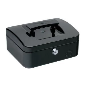 5 Star Facilities Cash Box with 5 compartment Tray Steel Spring Lock 8" W200xD160xH70mm Black