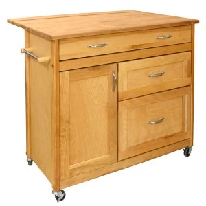 Catskill by Eddingtons Mid Sized Drawer Kitchen Trolley on Wheels with Drop Leaf Extension
