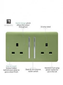 Trendiswitch 2G 13A Switched Socket Moss Green