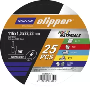 Norton Expert Multi Purpose Cutting Discs 115 x 1 x 22mm (25 Pack)
