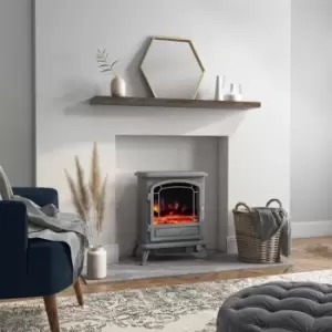 Grey Freestanding Electric Stove Fireplace-AmberGlo
