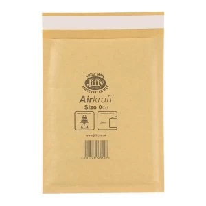 Jiffy Airkraft Size 0 Postal Bags Bubble lined Peel and Seal 140x195mm Gold 1 x Pack of 100 Bags