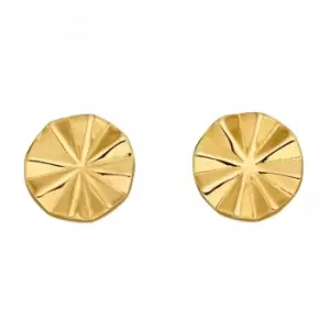 Diamond Cut Beveled Yellow Gold Plating Earrings E5890