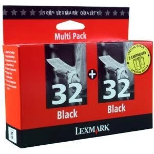 Lexmark 32 Black Ink Cartridge Twin Pack