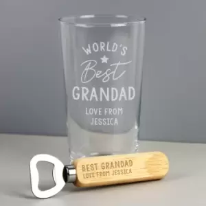 Personalised Worlds Best Pint Glass and Bottle Opener Clear