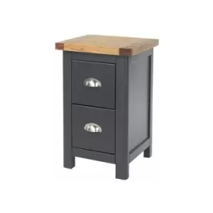 2 Drawer Petite Bedside Cabinet Luxurious Dark Carbon Finish