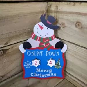 Christmas Countdown Hanging Wooden Advent Calendar - Snowman