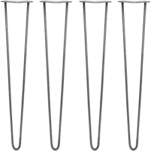 4 x Hairpin Leg - 28 - Unfinished - 2 Prong - 10m - Metallic