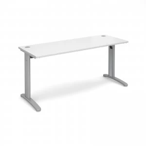 TR10 Straight Desk 1600mm x 600mm - Silver Frame White Top