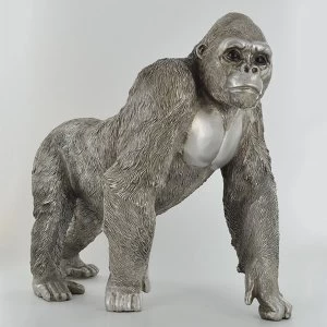 Antique Silver Large Gorilla Standing Ornament