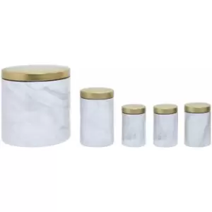 5pc White Marble Effect Storage Set - Premier Housewares
