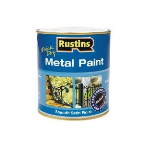 Rustins Quick Dry Metal Paint Smooth Satin Black 500ml